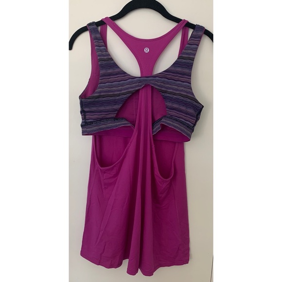 Lululemon fuchsia tank with built-in sports bra - Picture 3 of 4